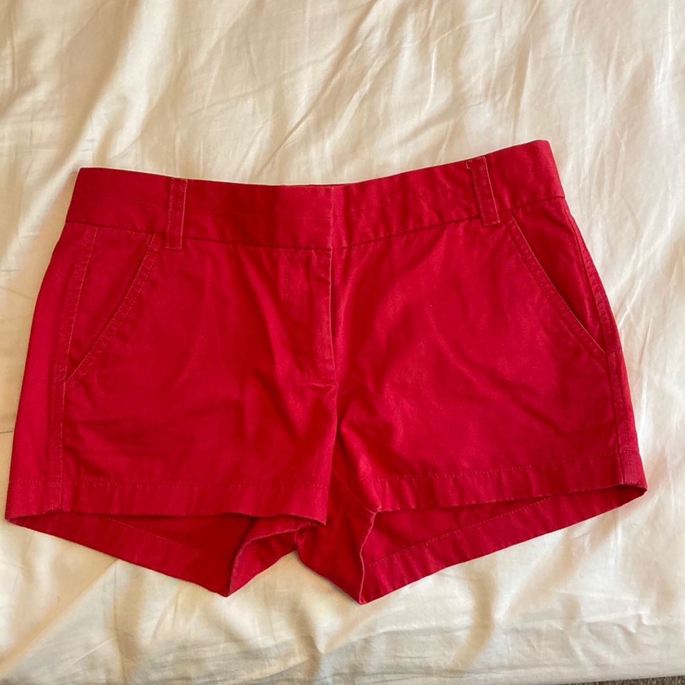 J crew Red chino short shorts.
